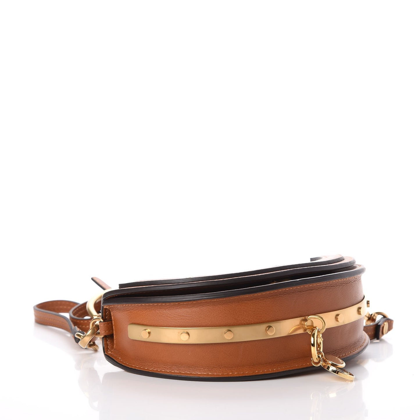 Calfskin Small Nile Bracelet Minaudiere Bag Caramel