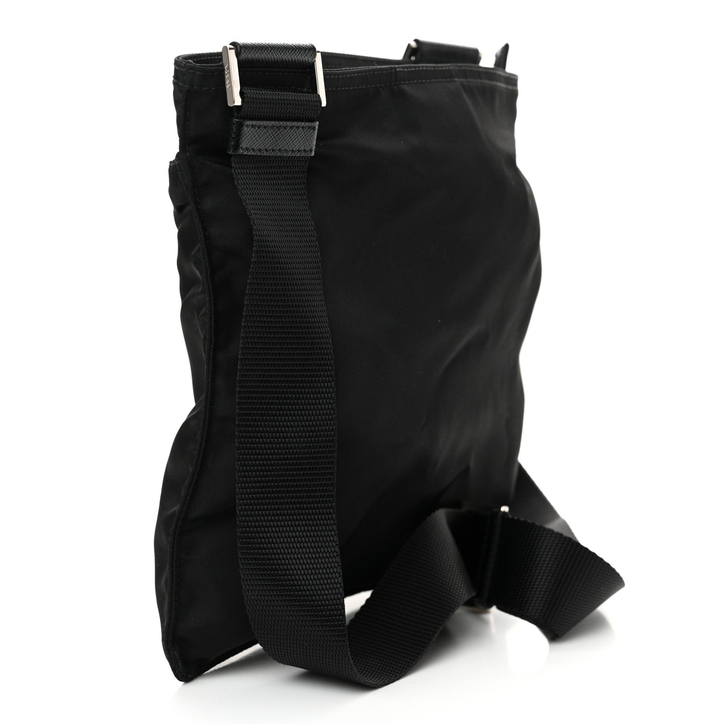 Nylon Saffiano Flat Messenger Bag Black