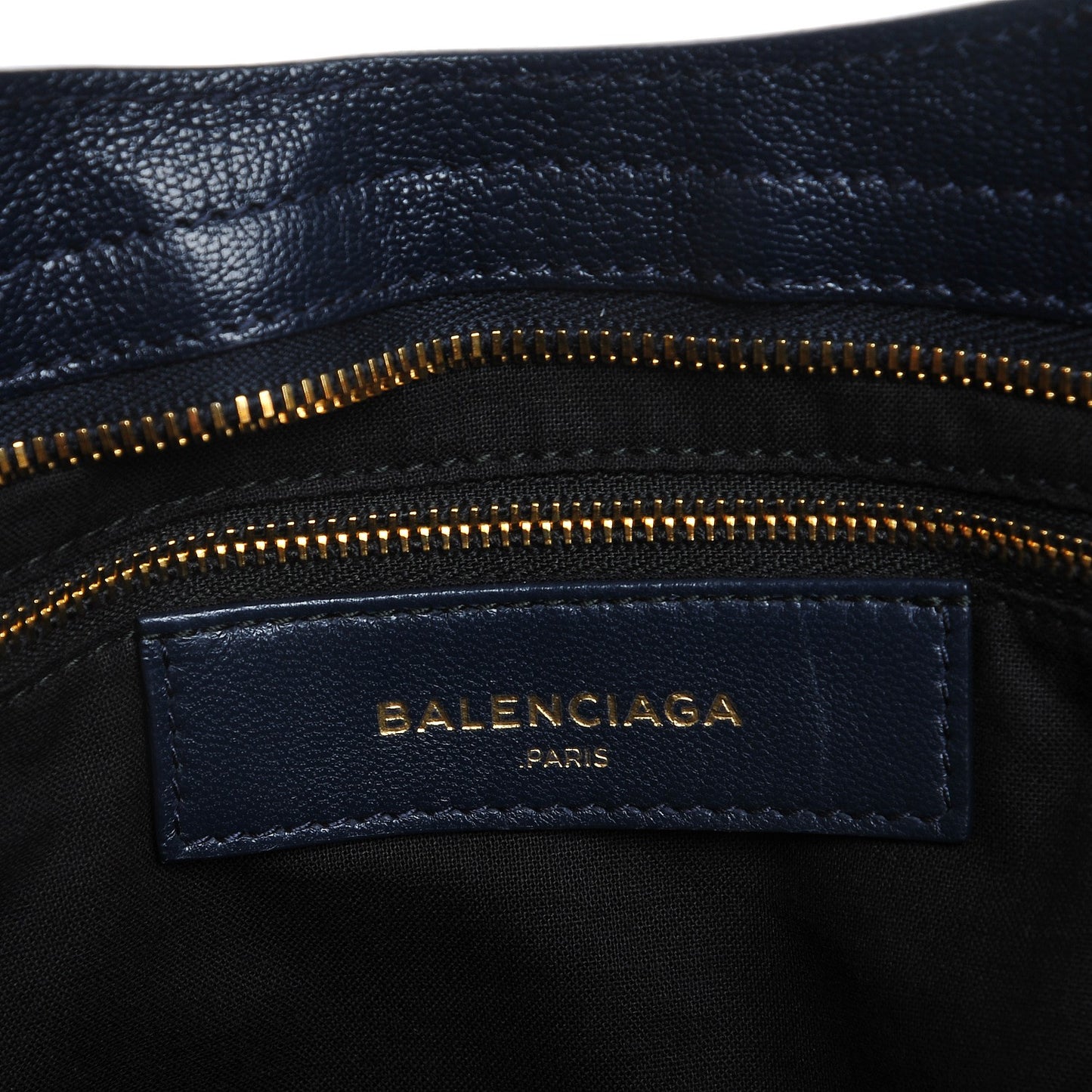 Chevre Gold Metallic Edge Hardware City Bleu Nuit Dark Sea
