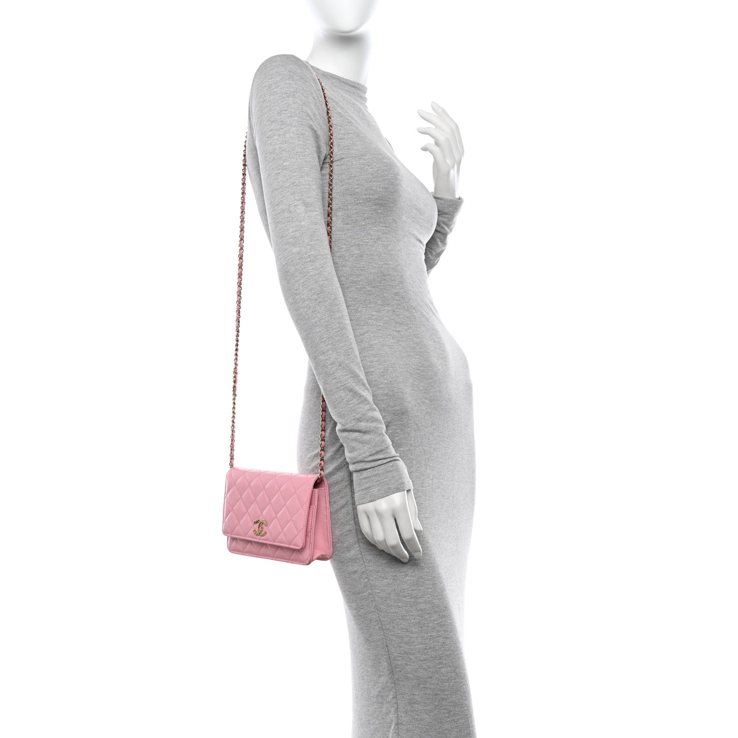 Chanel Caviar Quilted Multi Chain Wallet On Chain WOC Light Pink 3 of 11