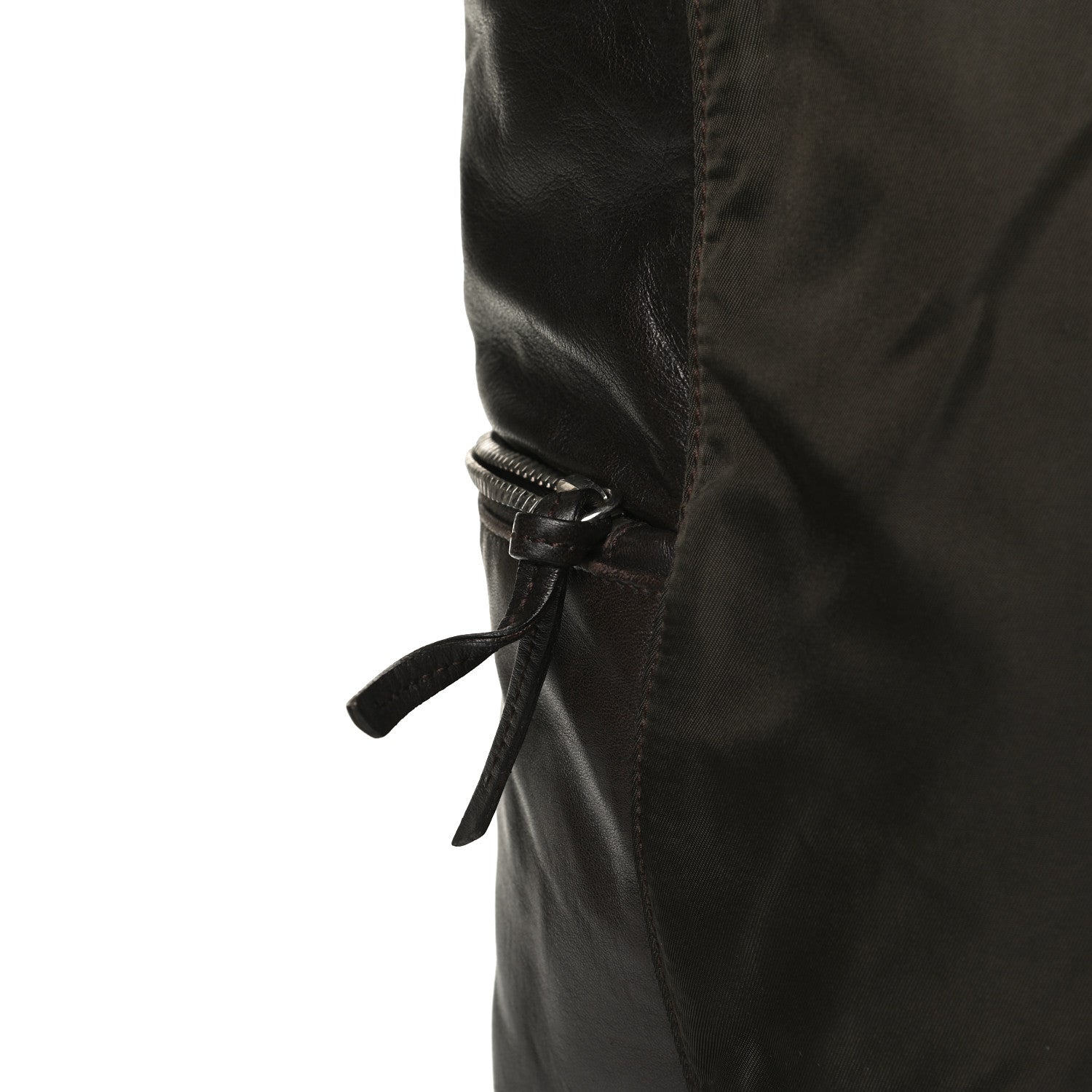 Prada Tessuto Nylon Soft Calfskin Tote Dark Brown 14 of 21
