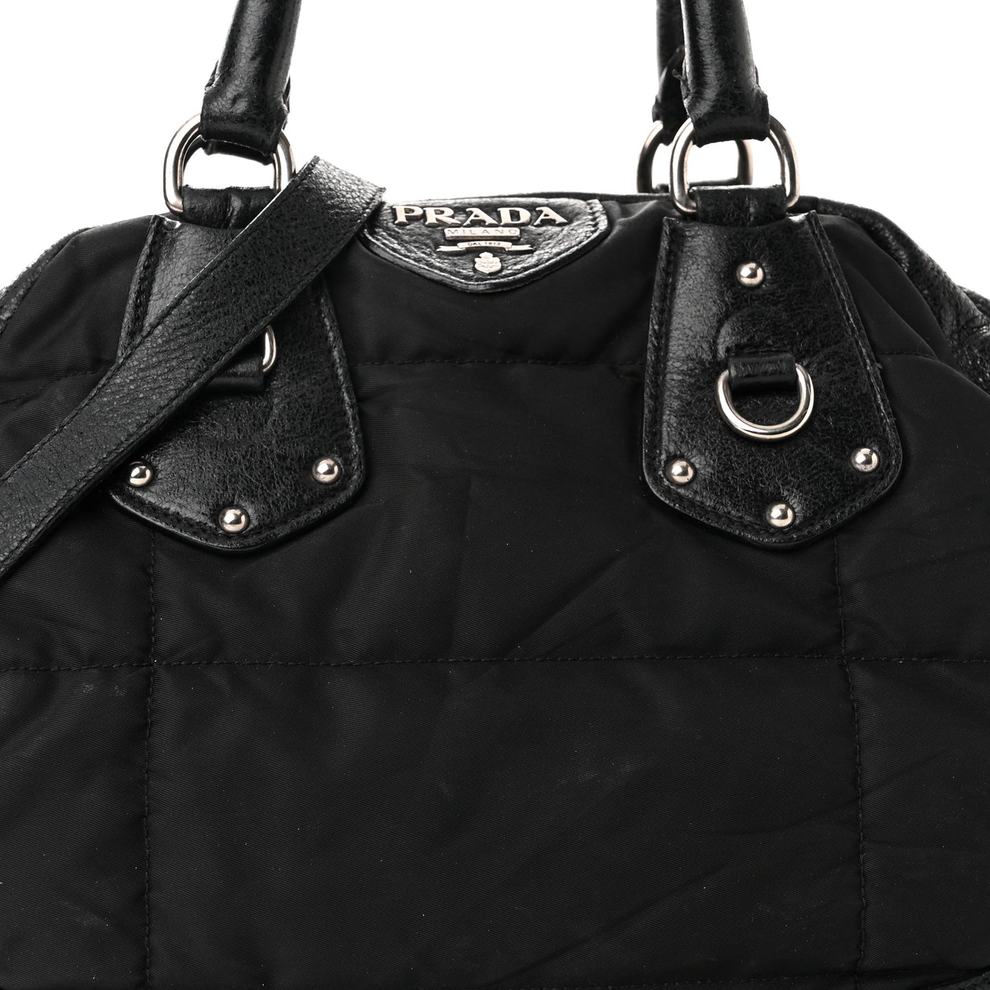 Nylon Quilted 24H Satchel Black