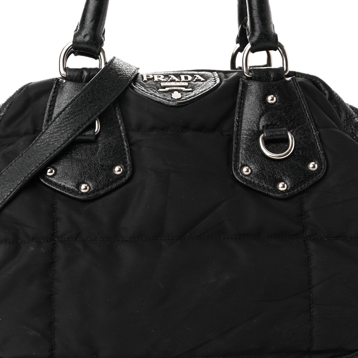 Prada Nylon Quilted 24H Satchel Black 7 of 15