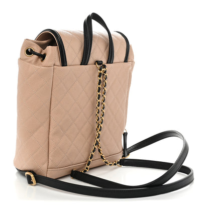 Chanel Caviar Quilted Filigree Backpack Beige Black 3 of 9
