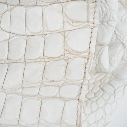 Jimmy Choo Calfskin Crocodile Embossed Large Rosalie Satchel White 4 of 12