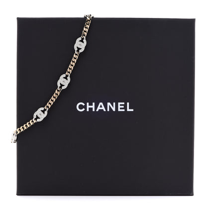 Chanel Crystal Chain CC Link Choker Gold Silver 5 of 5