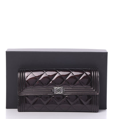 Chanel Patent Calfskin Quilted Boy Flap Wallet Burgundy 12 of 12