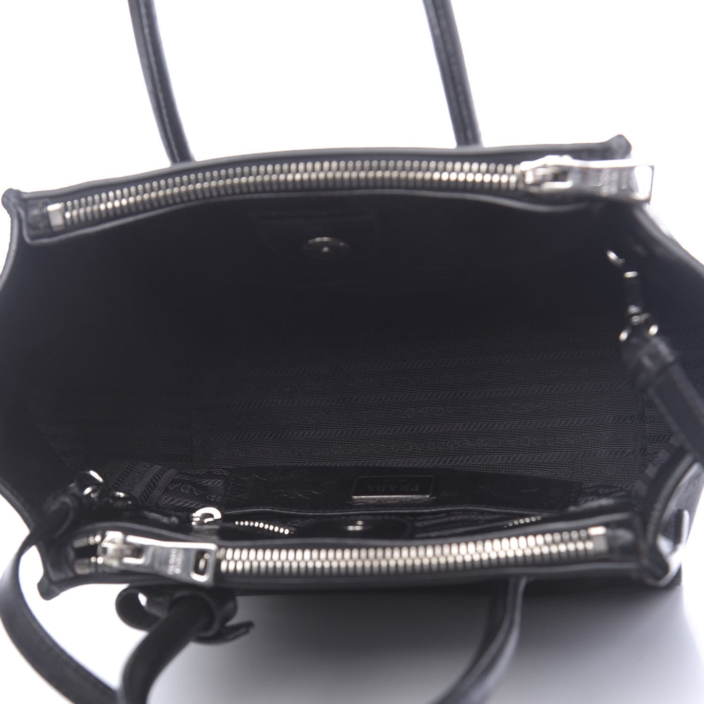 Glace Calf Small Twin Pocket Tote Black