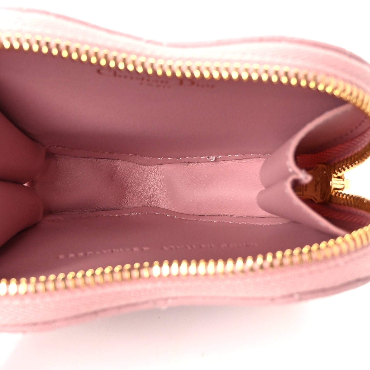 Calfskin Cannage Dioramour Caro Heart Pouch With Chain Old Rose