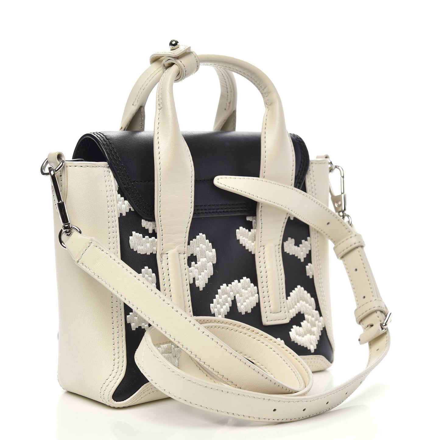 Mini Embroidered Pashli Satchel White Black