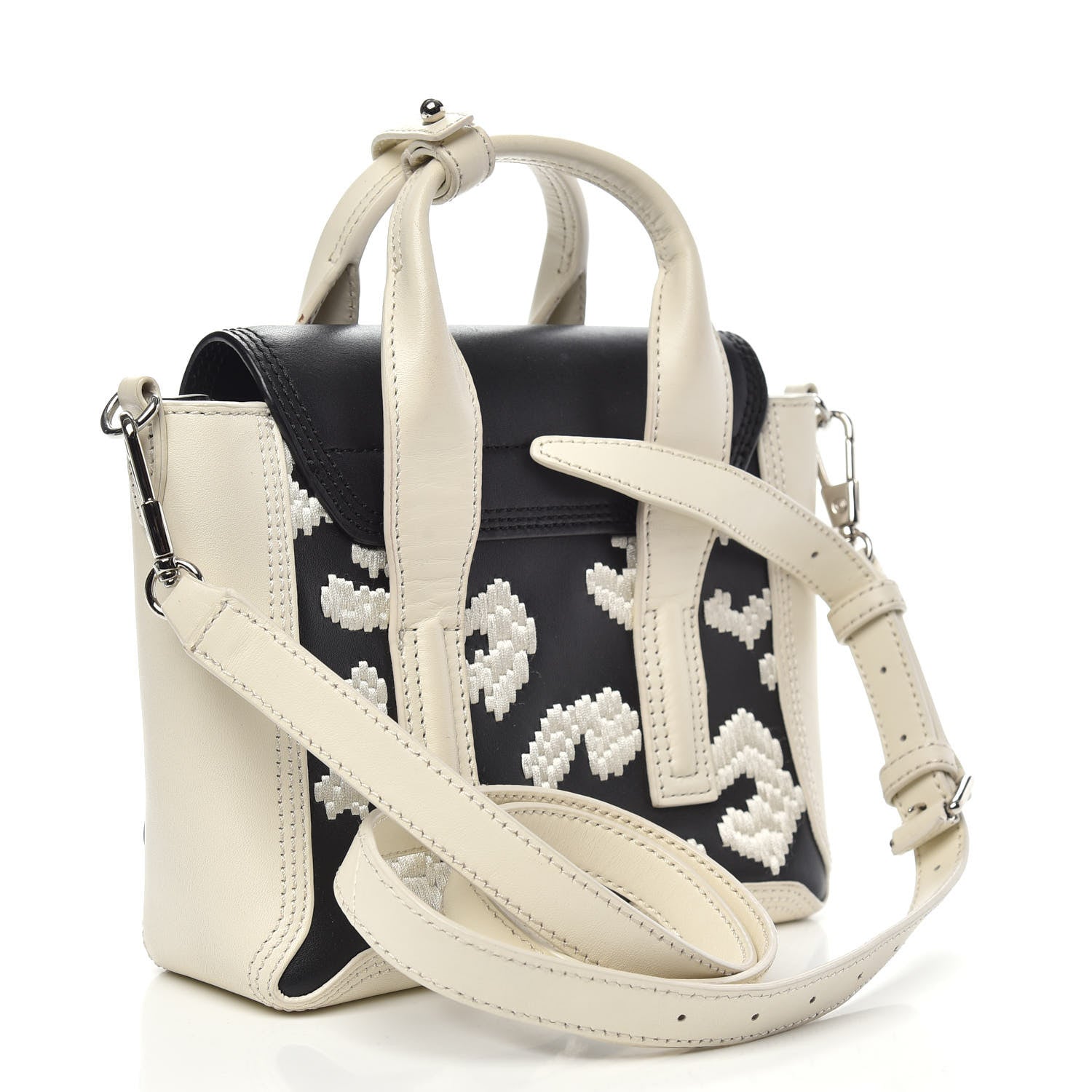 3.1 Phillip Lim Mini Embroidered Pashli Satchel White Black 3 of 13