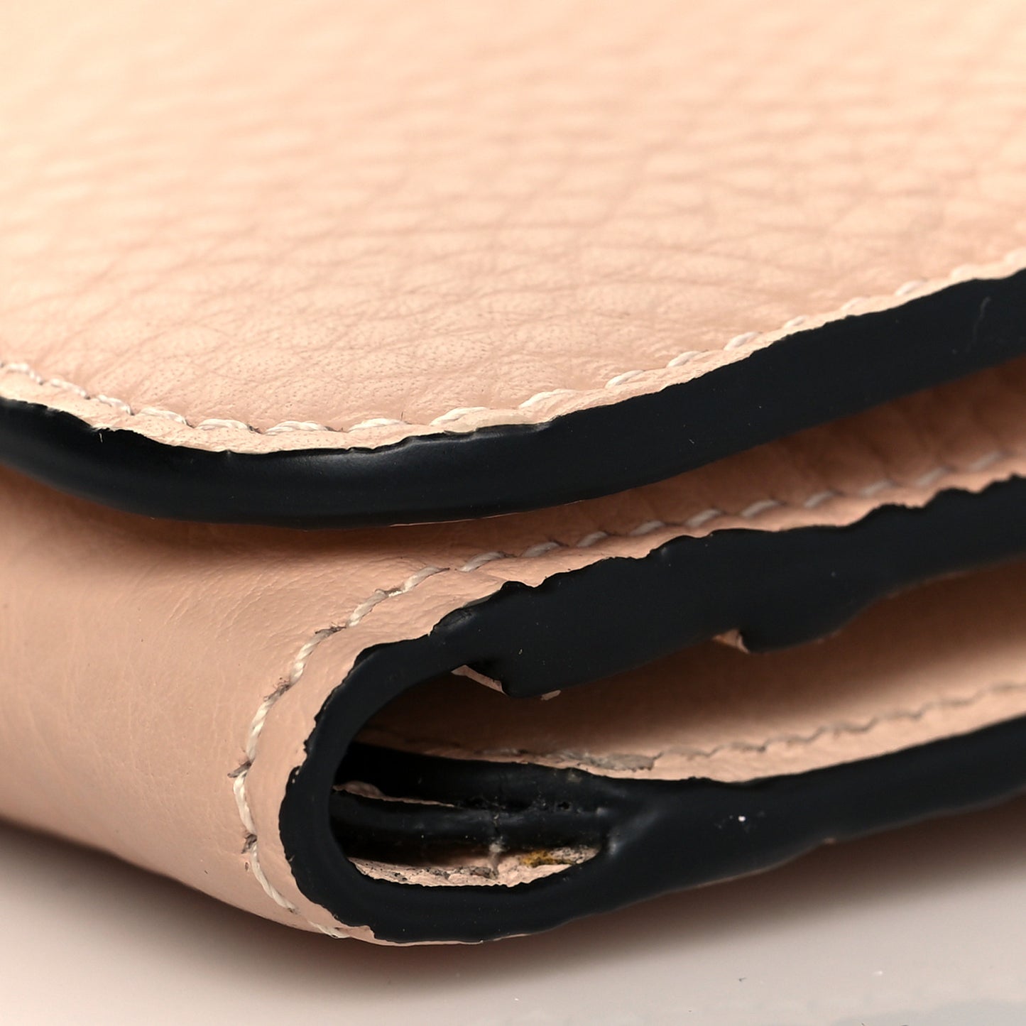 Calfskin Alphabet Trifold Wallet Blush Nude