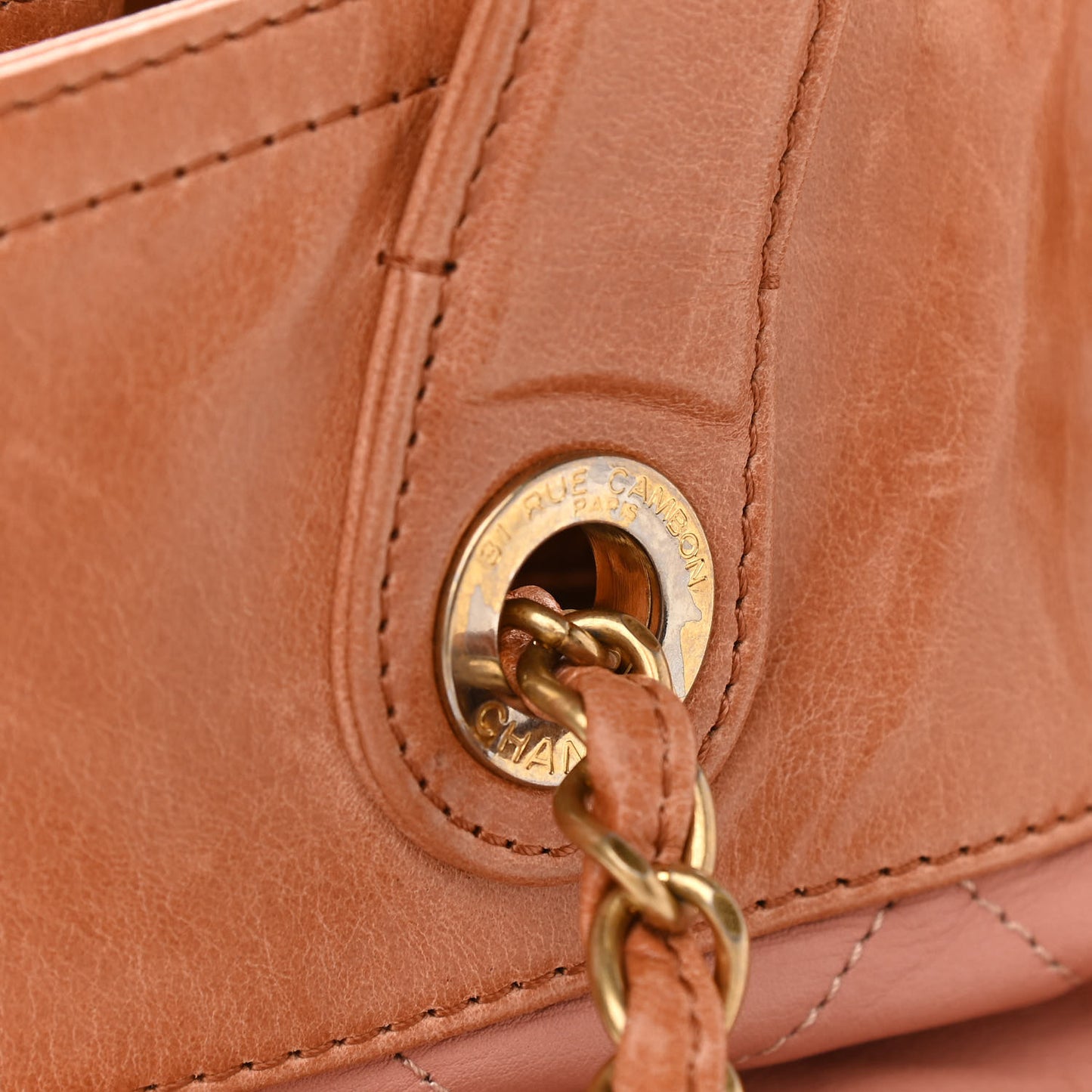 Calfskin Quilted In The Mix Small Shopping Tote Light Red