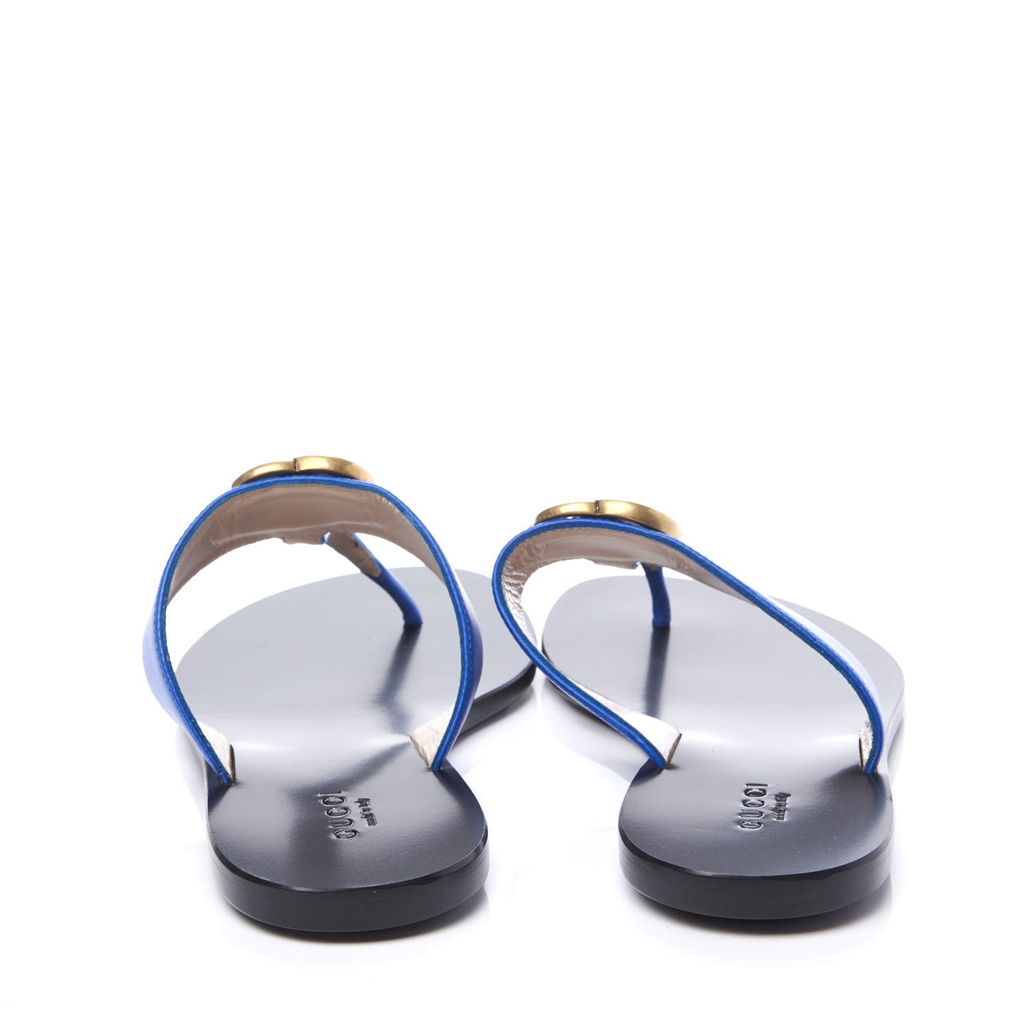 Calfskin GG Marmont Thong Sandals 35.5 Shiny Electric Blue