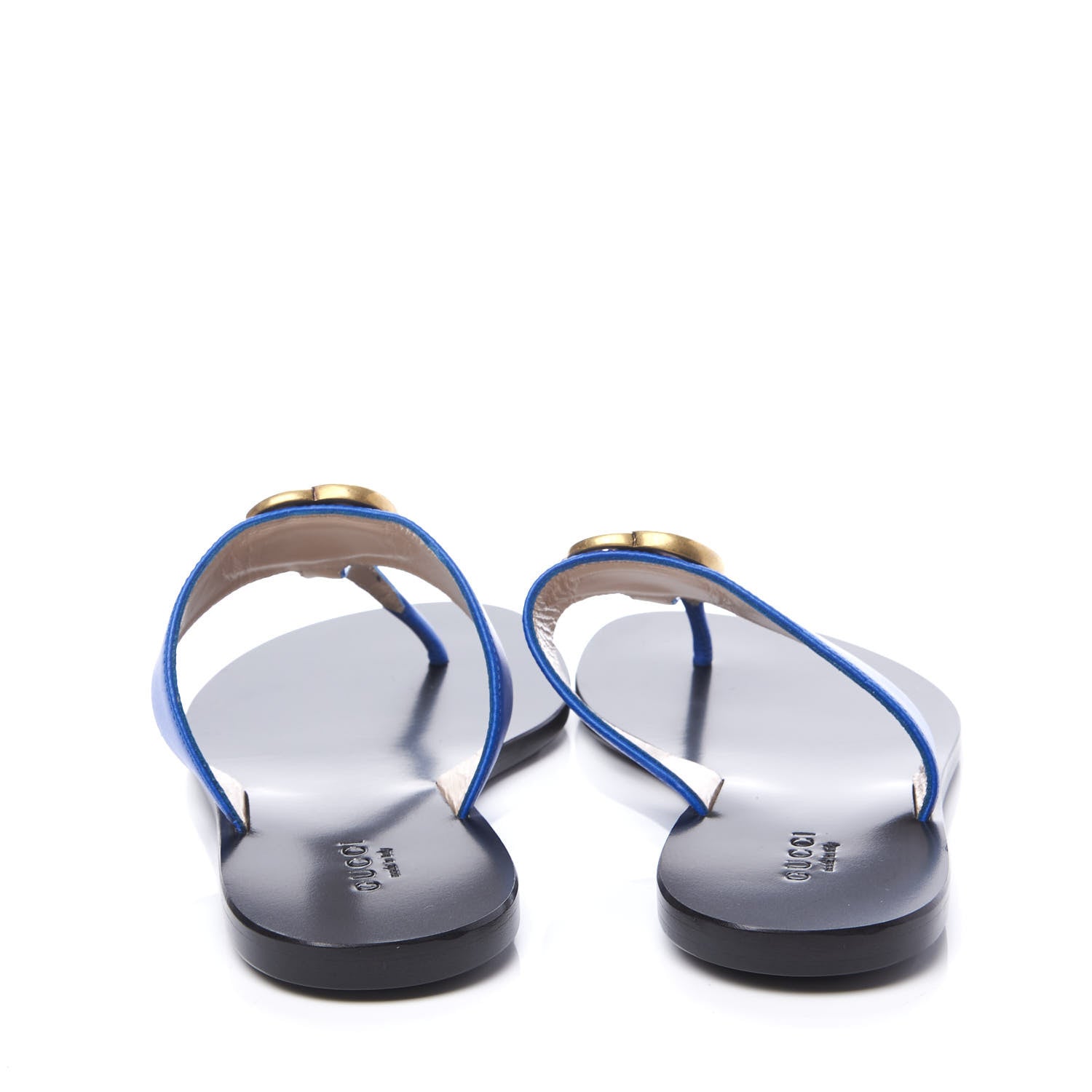 Gucci Calfskin GG Marmont Thong Sandals 35.5 Shiny Electric Blue 7 of 9