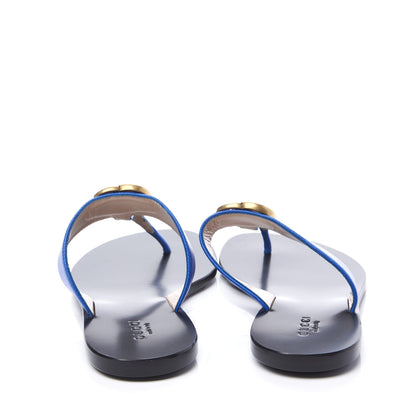 Gucci Calfskin GG Marmont Thong Sandals 35.5 Shiny Electric Blue 7 of 9