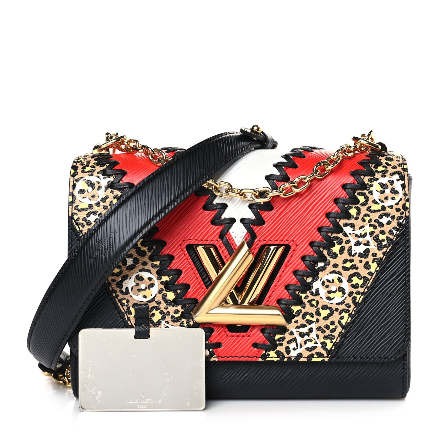 Epi Jungle Twist Shoulder Bag MM Black Coquelicot
