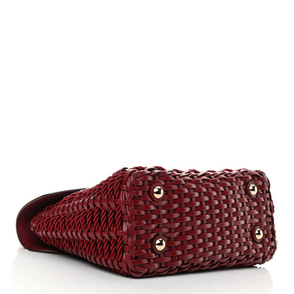 Salvatore Ferragamo Calfskin Woven Margot Top Handle Satchel Carmine 4 of 9