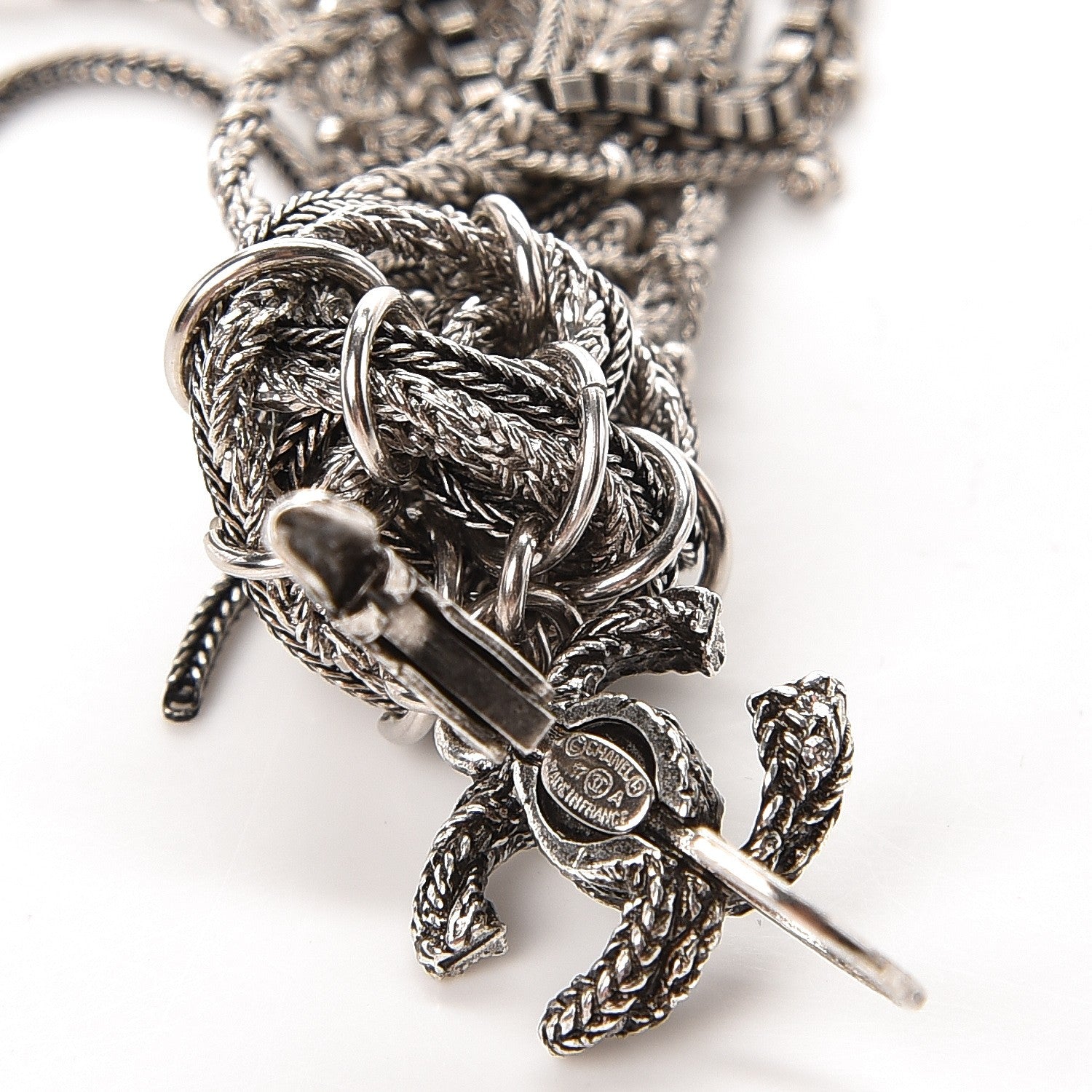 Chanel Ruthenium Crystal Chain CC Drop Earrings 3 of 4