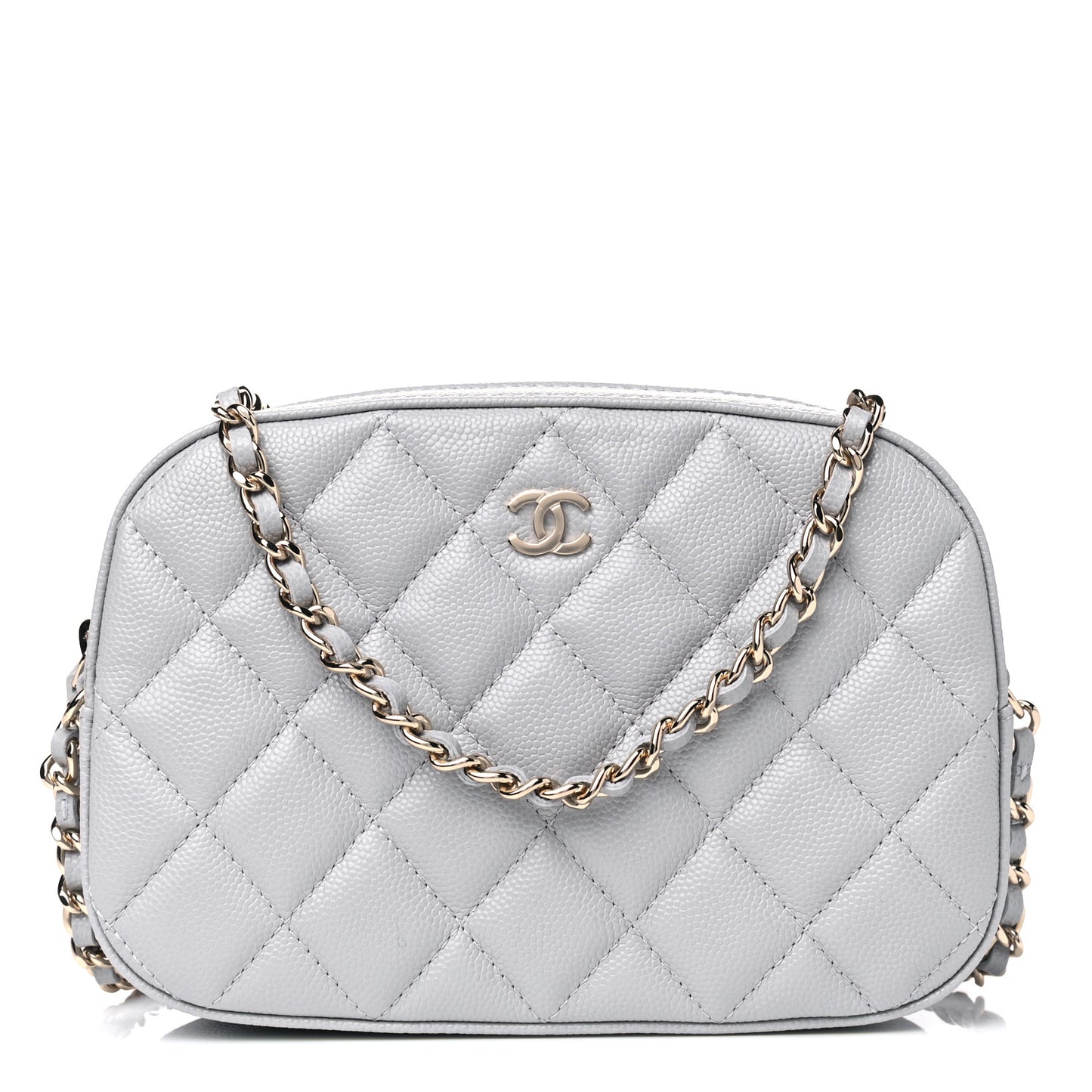Caviar Quilted Camera Case Grey