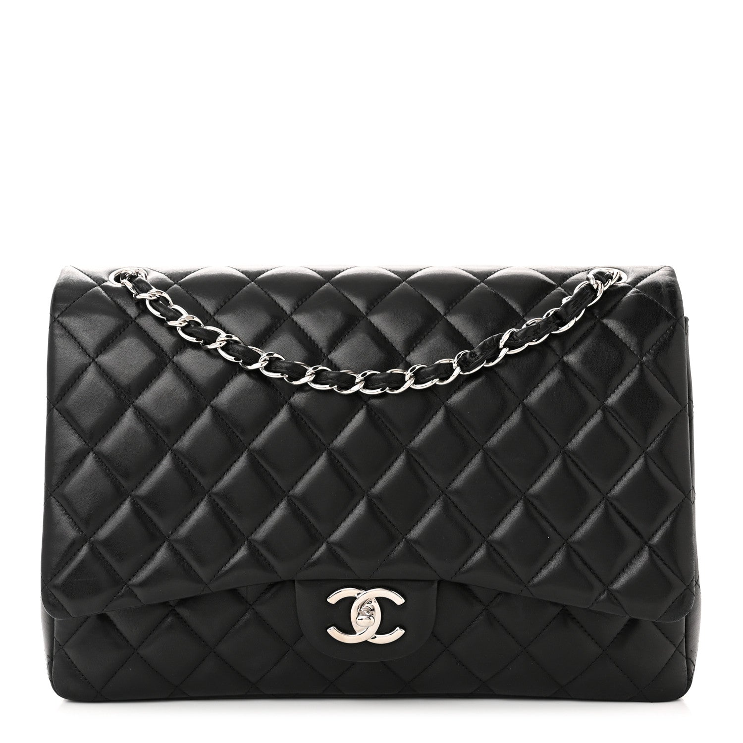 Chanel Lambskin Quilted Maxi Double Flap Black 1 of 12