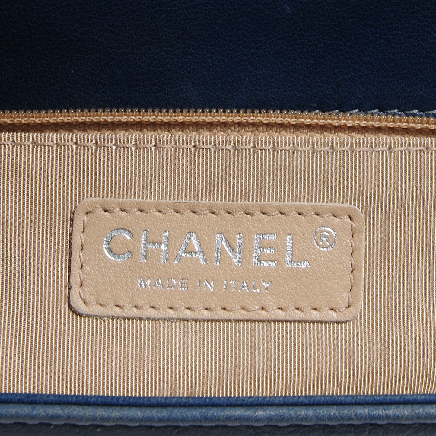 Faded Calfskin Quilted Medium Boy Flap Blue