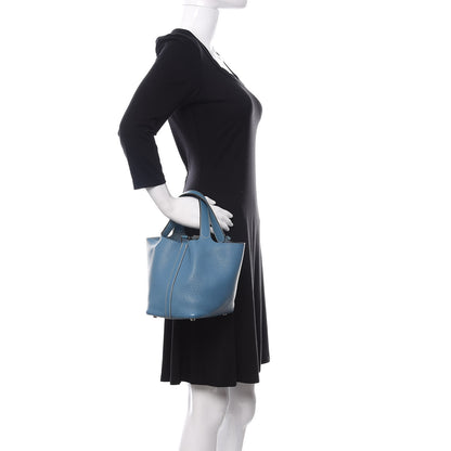 Hermes Taurillon Clemence Picotin 18 PM Blue Jean 2 of 11