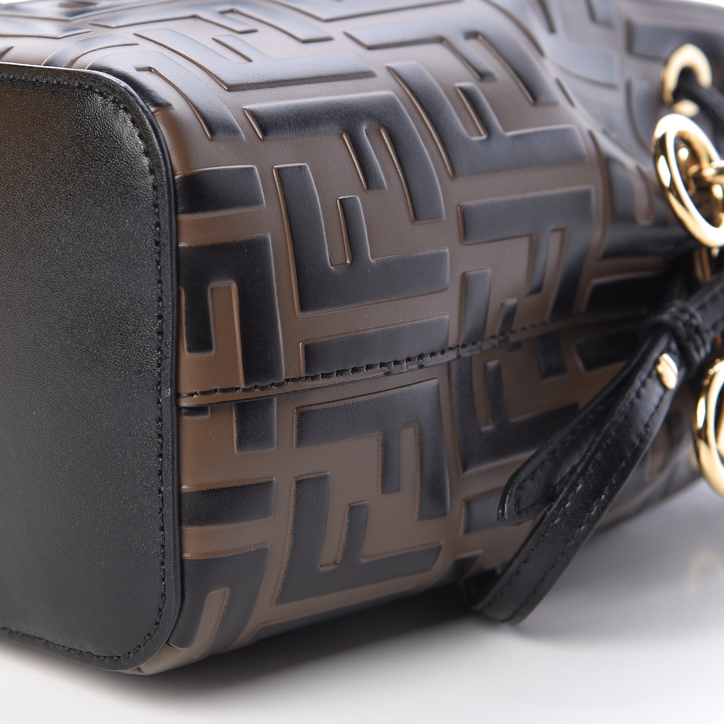 Vitello Liberty F is Fendi Bi-Color FF 1974 Embossed Mini Mon Tresor Bucket Bag Maya Black