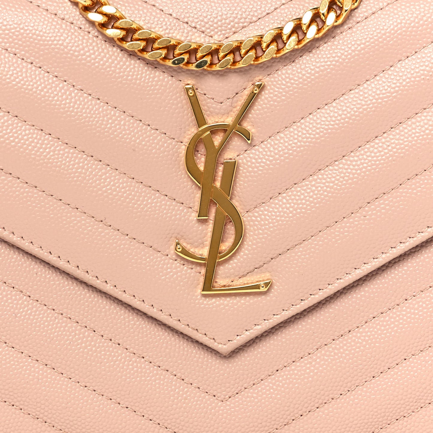 Grain De Poudre Matelasse Chevron Monogram Chain Wallet Pale Pink