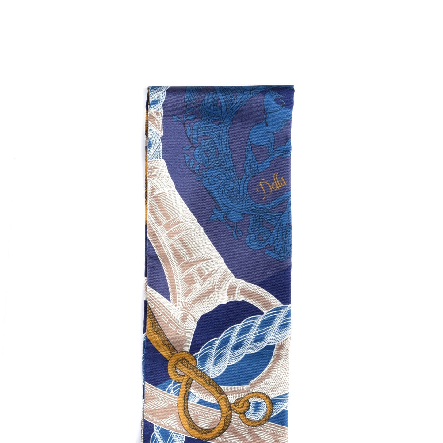 Silk Della Cavalleria Twilly Indigo Gold Marron