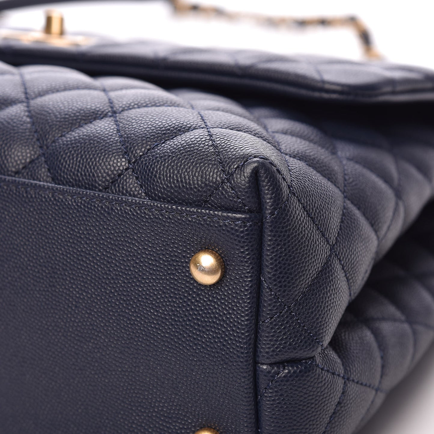 Caviar Quilted Medium Coco Handle Flap Navy Blue