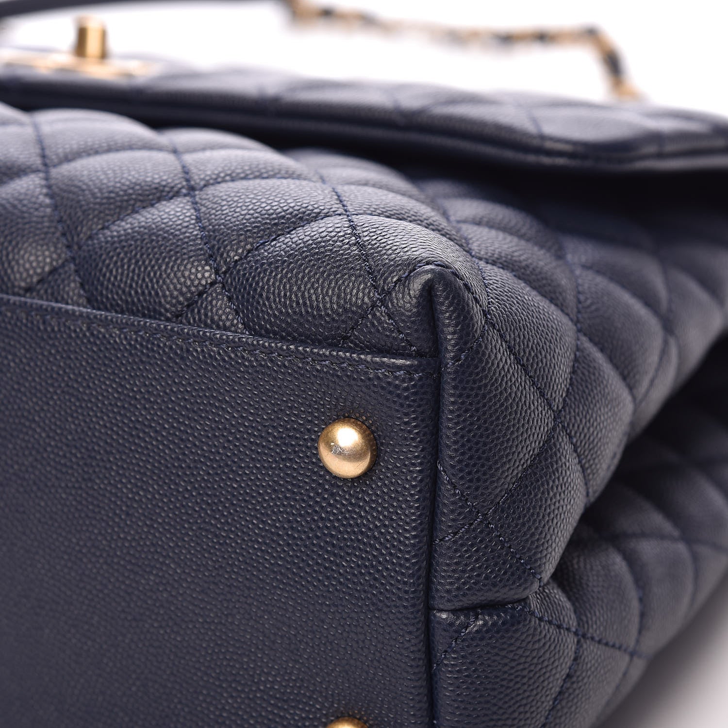 Chanel Caviar Quilted Medium Coco Handle Flap Navy Blue 11 of 13