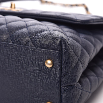 Chanel Caviar Quilted Medium Coco Handle Flap Navy Blue 11 of 13
