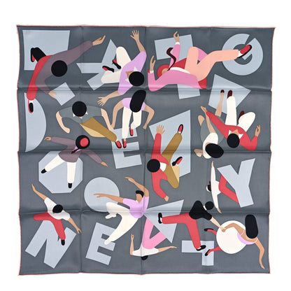 Hermes Silk Hommage a Gene Kelly Scarf 70 Gris Rose White 1 of 3