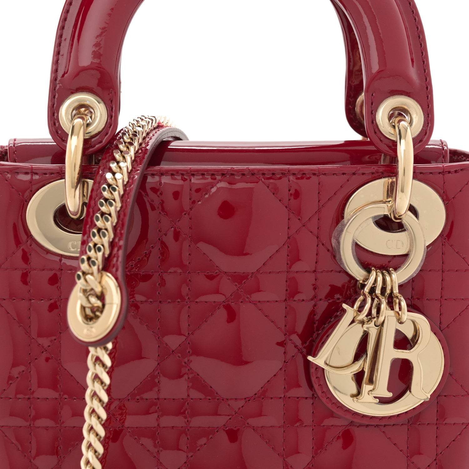 Christian Dior Patent Cannage Mini Lady Dior Red 8 of 11