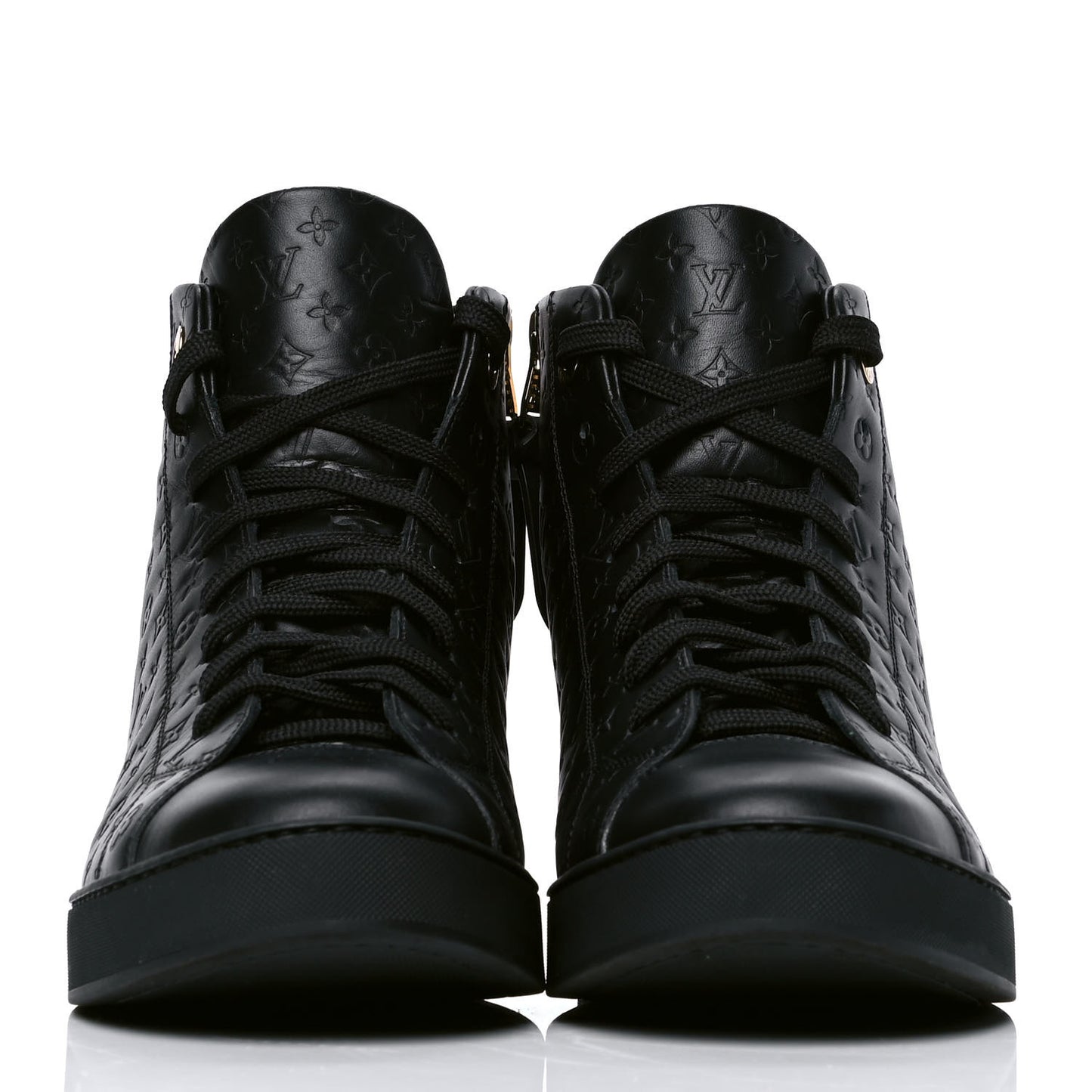 Calfskin Embossed Monogram High Top Sneakers 39 Black