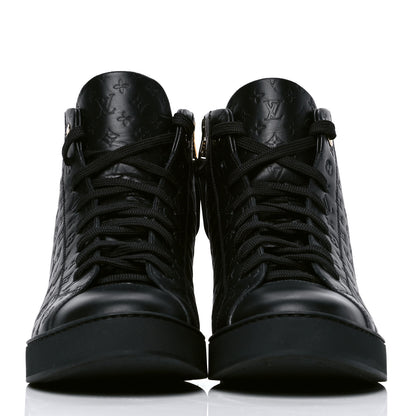 Louis Vuitton Calfskin Embossed Monogram High Top Sneakers 39 Black 2 of 4
