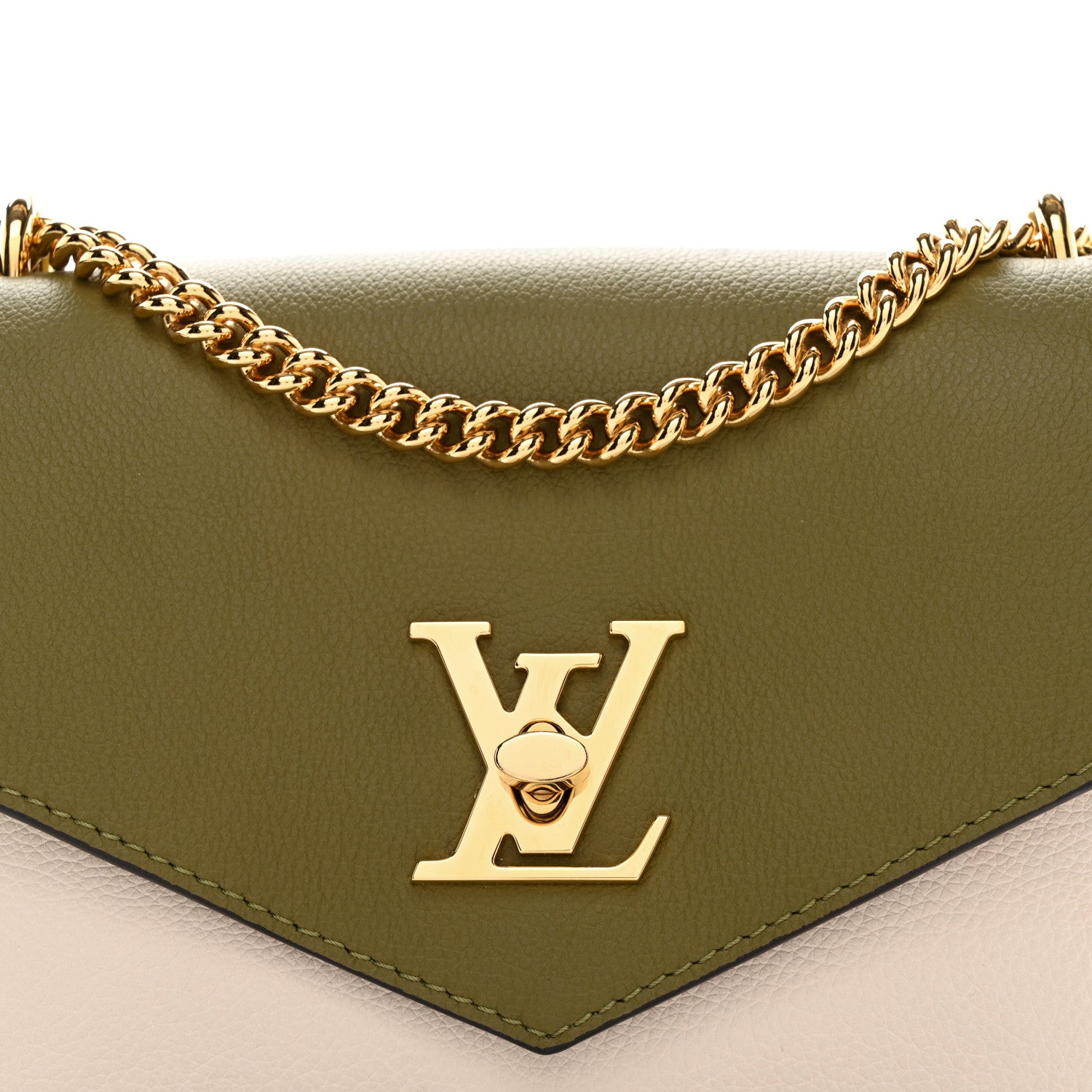 Louis Vuitton Soft Calfskin Mylockme Chain Bag BB Smokey Brown Green 7 of 10