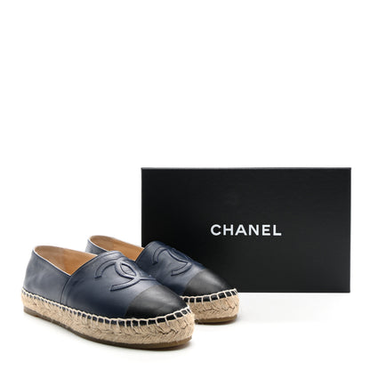 Chanel Lambskin CC Espadrilles 38 Navy Black 10 of 10