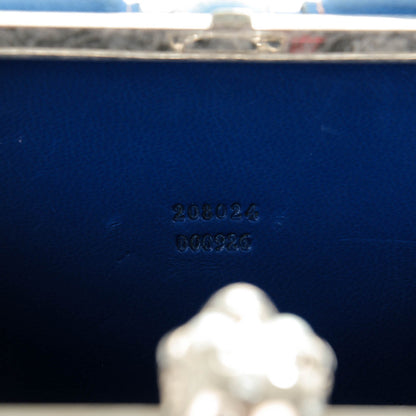 Alexander McQueen Suede Denim Britannia Skull Box Clutch Blue 6 of 7