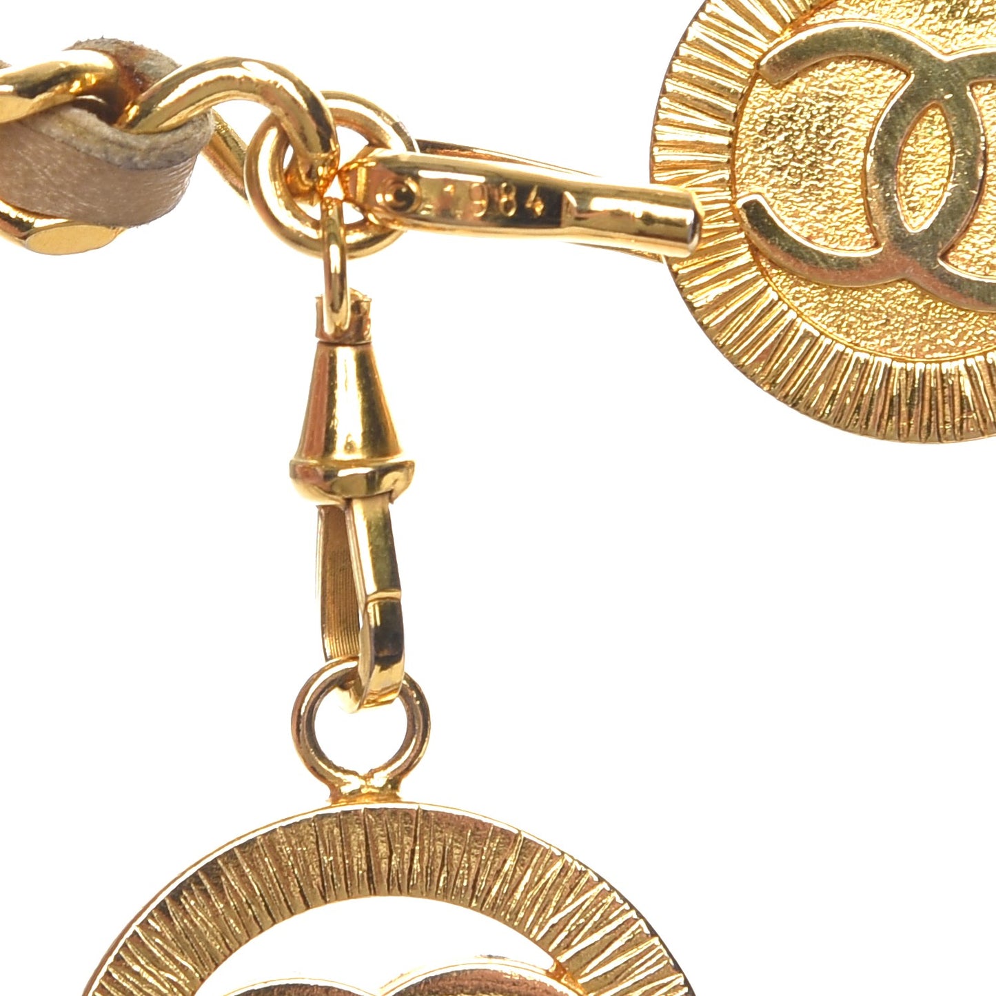 Lambskin Chain CC Medallion Belt Beige Gold