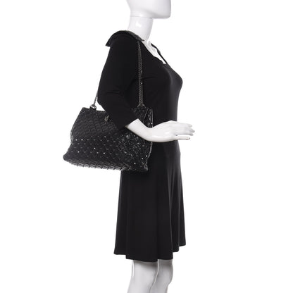 Valentino Garavani Craquele Nappa Rockstud Spike Shoulder Tote Black 2 of 9