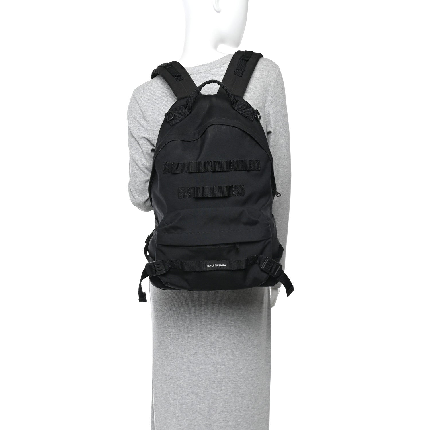 Balenciaga Nylon Logo Embroidered Medium Army Multicarry Backpack Black 2 of 10