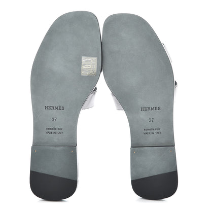 Hermes Metallic Nappa Calfskin Oran Sandals 37 Argent 7 of 11