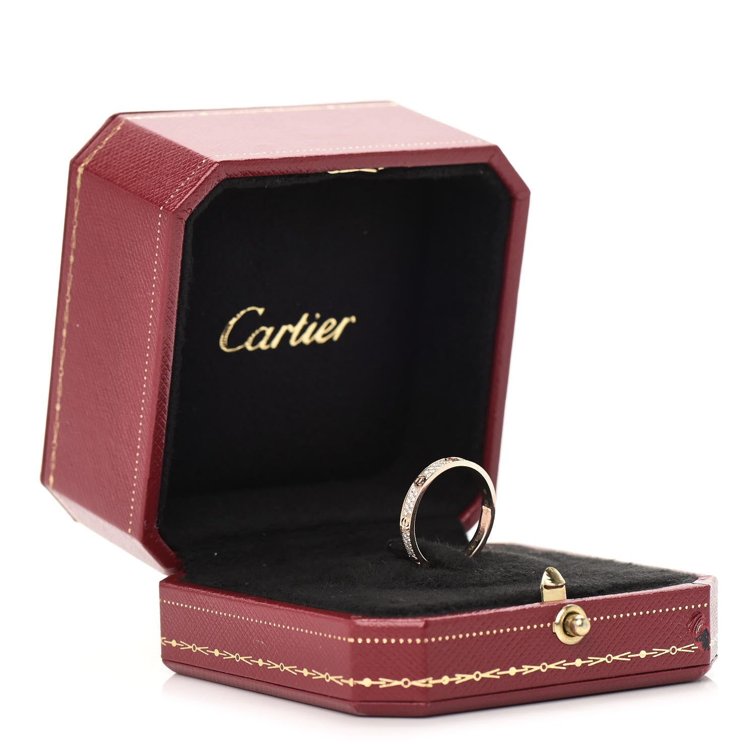 Cartier 18K Pink Gold Diamond 2.6mm LOVE Paved Band Ring 54 6.75 6 of 6