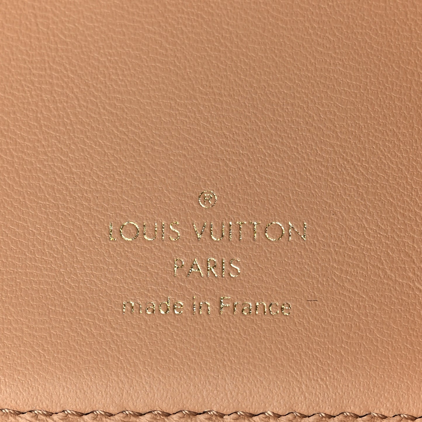 Lambskin Embossed Monogram Lou Coussin Wallet Camel