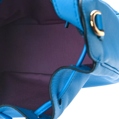 Versace Grained Calfskin La Medusa Bucket Bag Blue 5 of 8