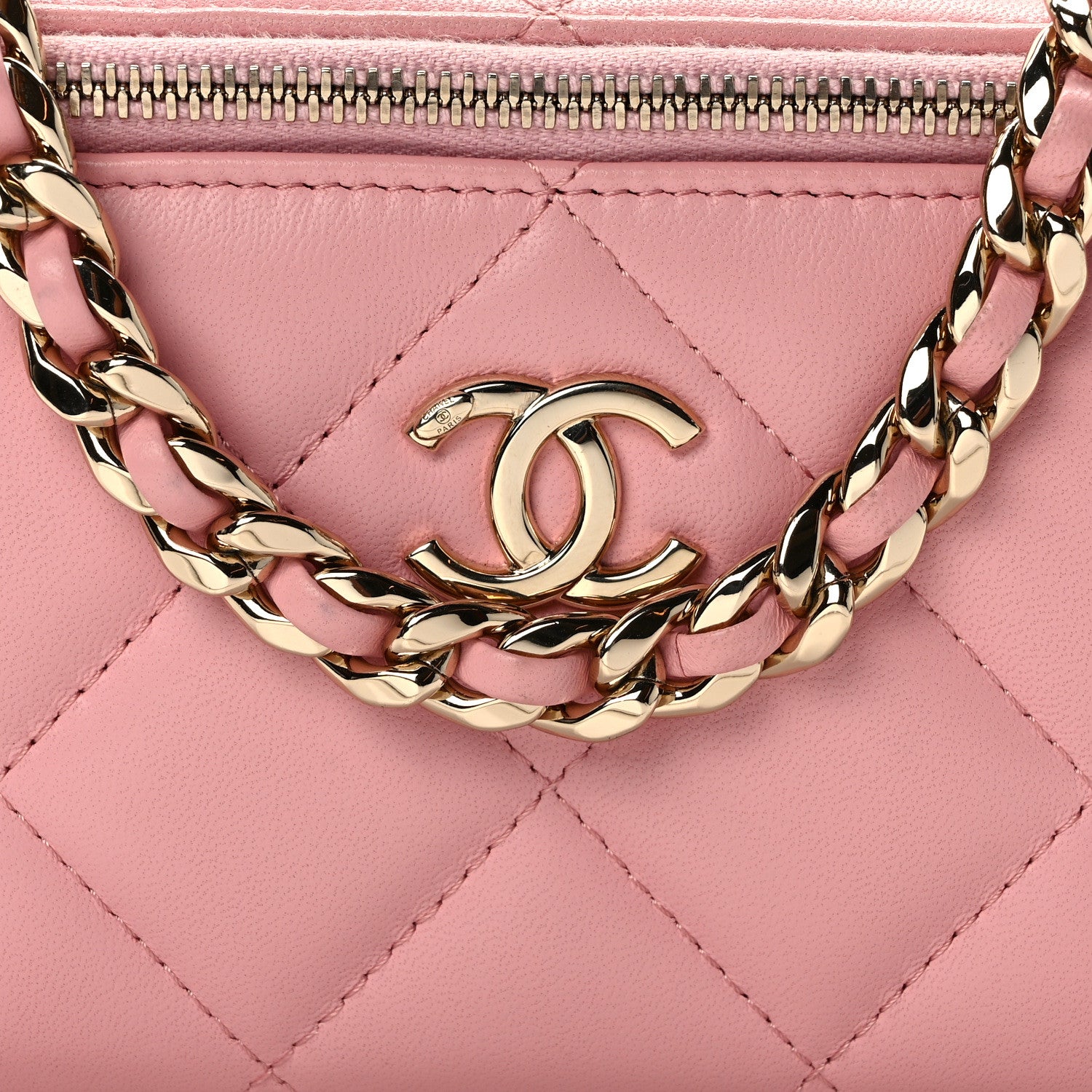 Chanel Lambskin Resin Elegant Chain Vanity Case Pink 8 of 13