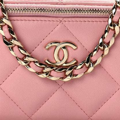Chanel Lambskin Resin Elegant Chain Vanity Case Pink 8 of 13