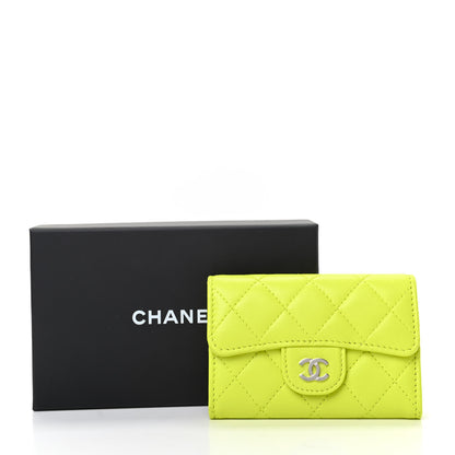 Chanel Lambskin Quilted Flap Card Holder Wallet Yellow 8 of 8
